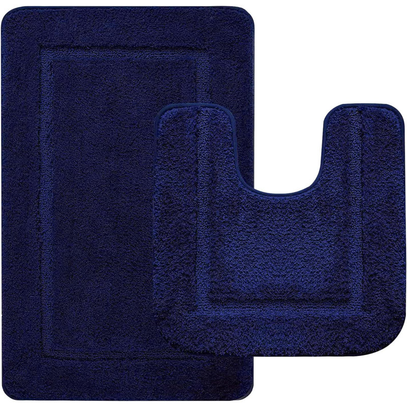 Ebern Designs 2 Piece Set Rectangle/ushaped Bath Mat Gray & Reviews